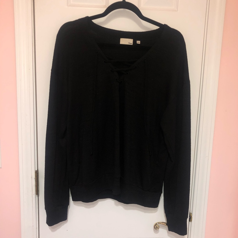 Black wilfred sweater with lace-up design